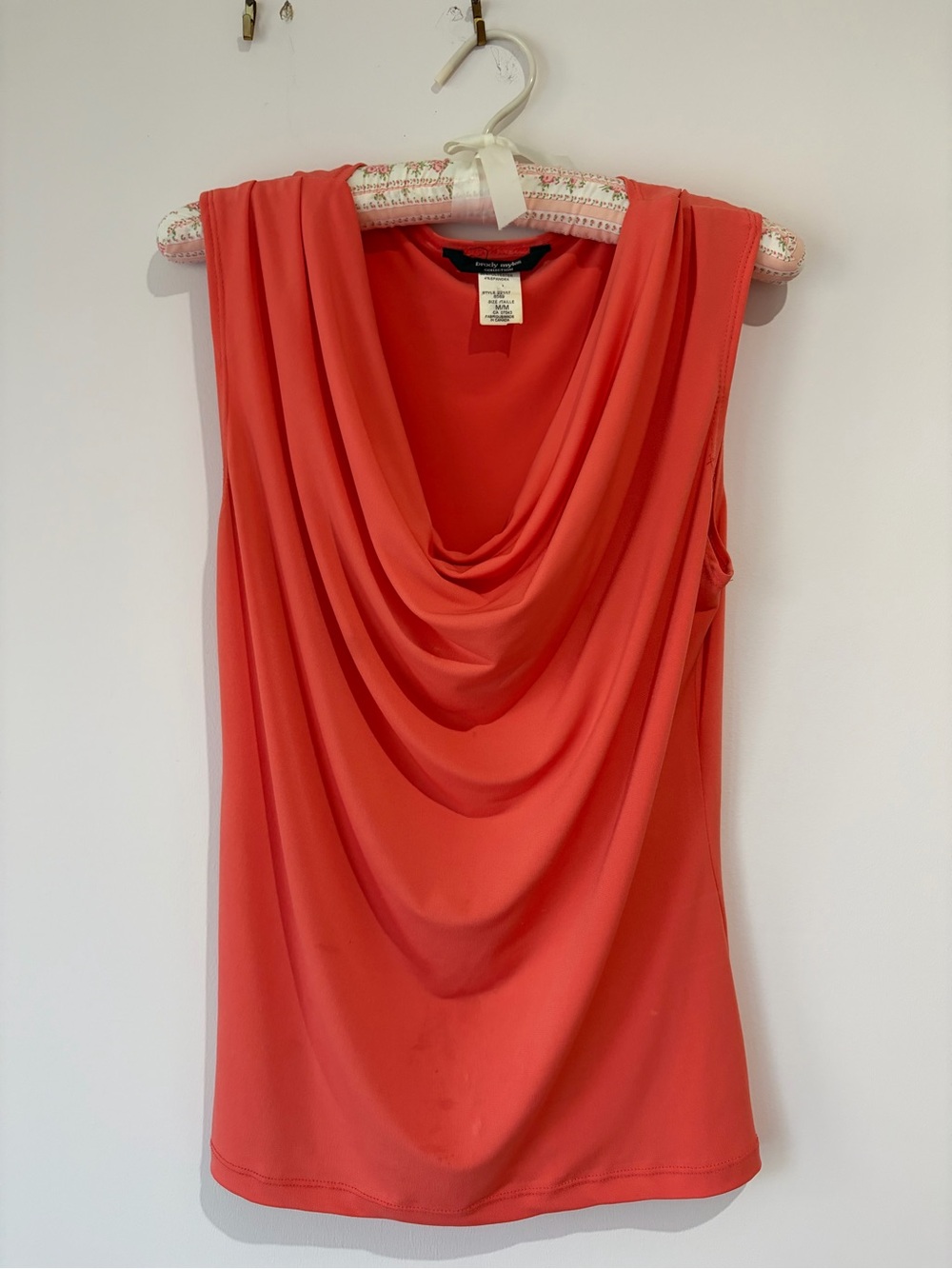 Y2K vintage Draped Cowl Neck Camisole in Coral